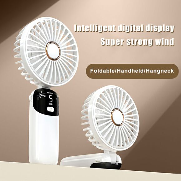 Rechargeable Handheld Fan 1200mAh 5 Speeds Portable Quiet Cooling White - Picture 2 of 6
